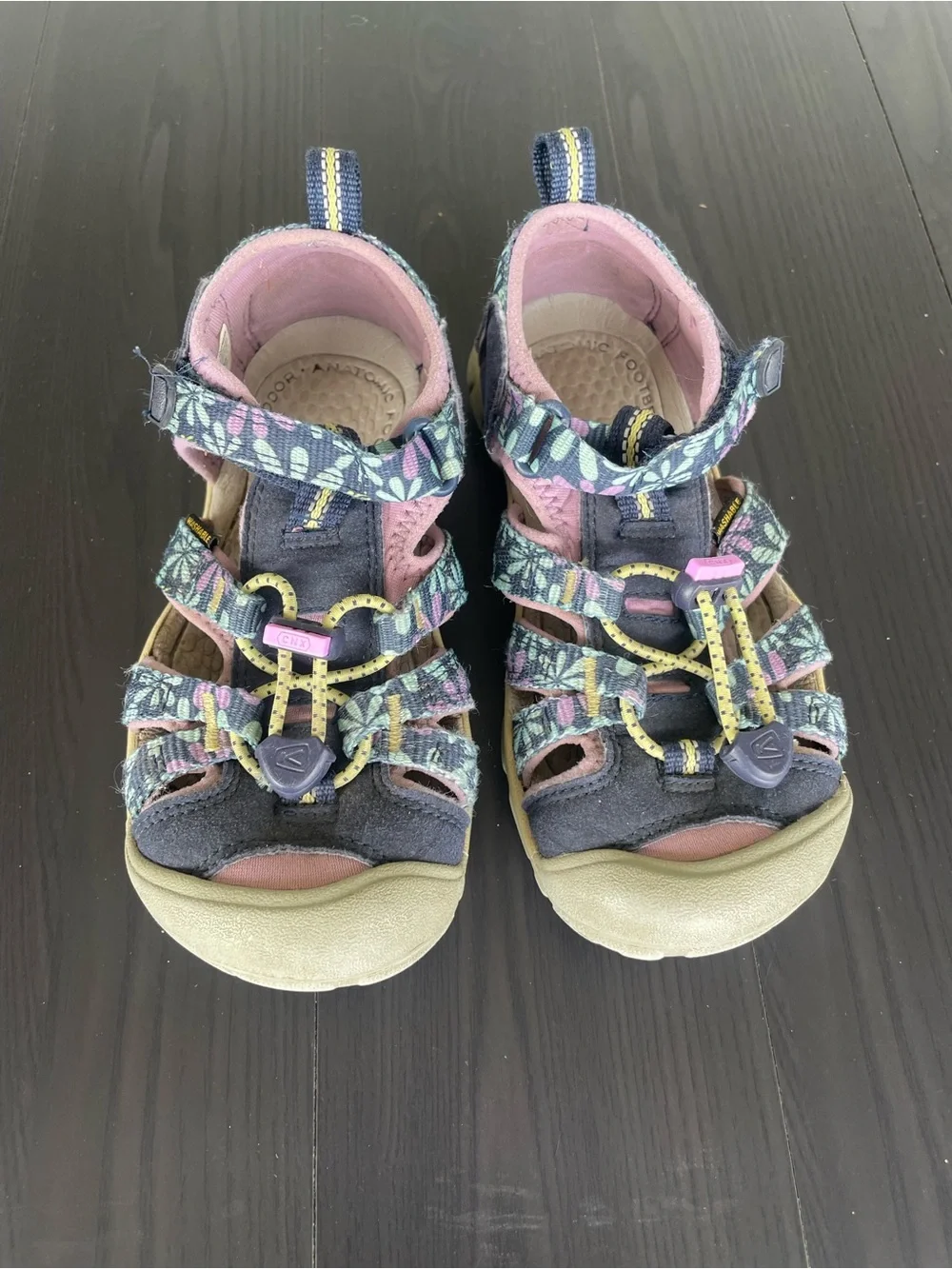 Keen Kids CNX Seacamp Navy and Pink Floral Closed-Toe Sport Sandals